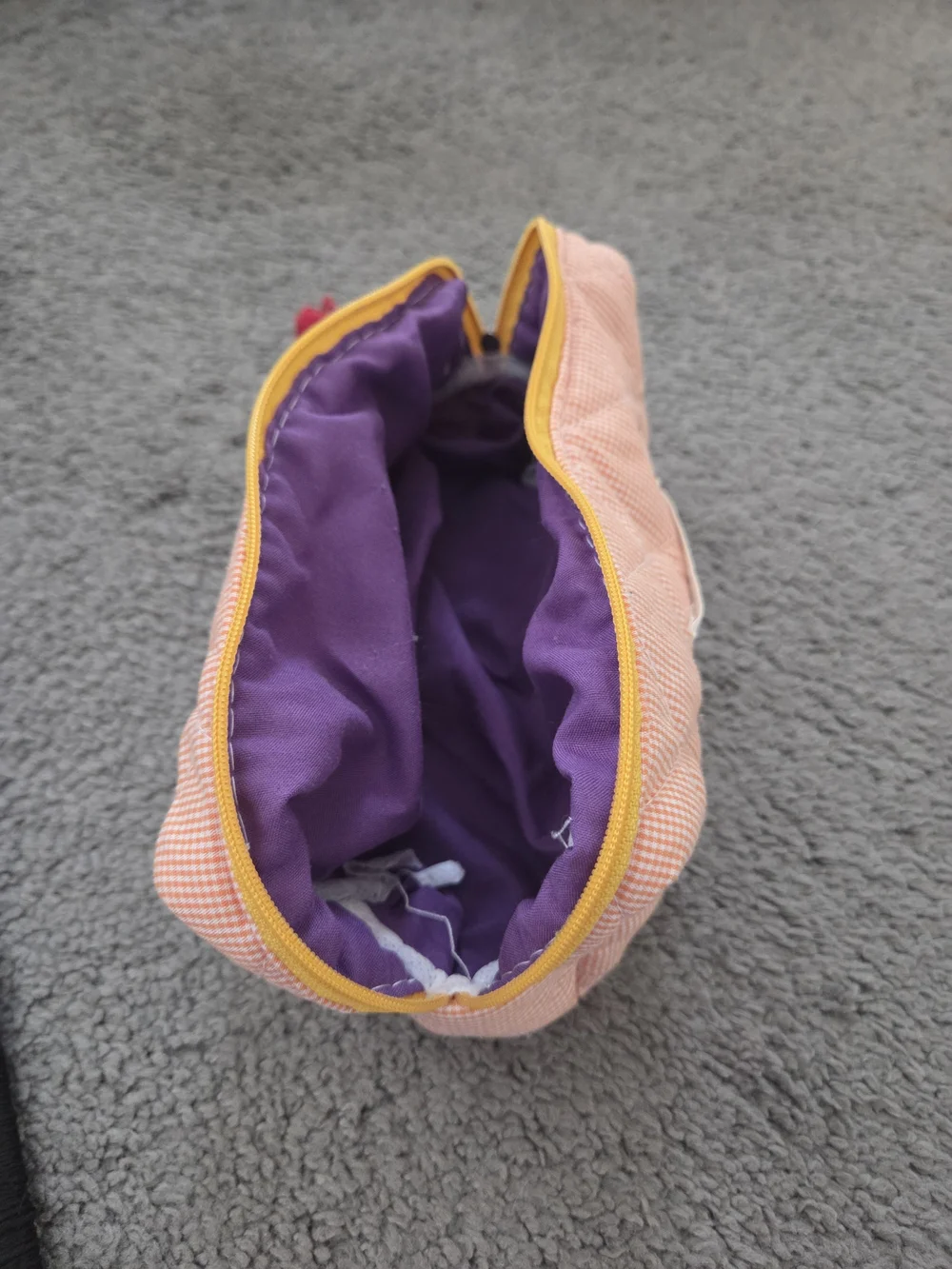 Orange Quilted Zipper Pouch